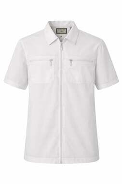 Vintage Bugle Boy Authentics White Short Sleeve Zip-Up Utility Shirt